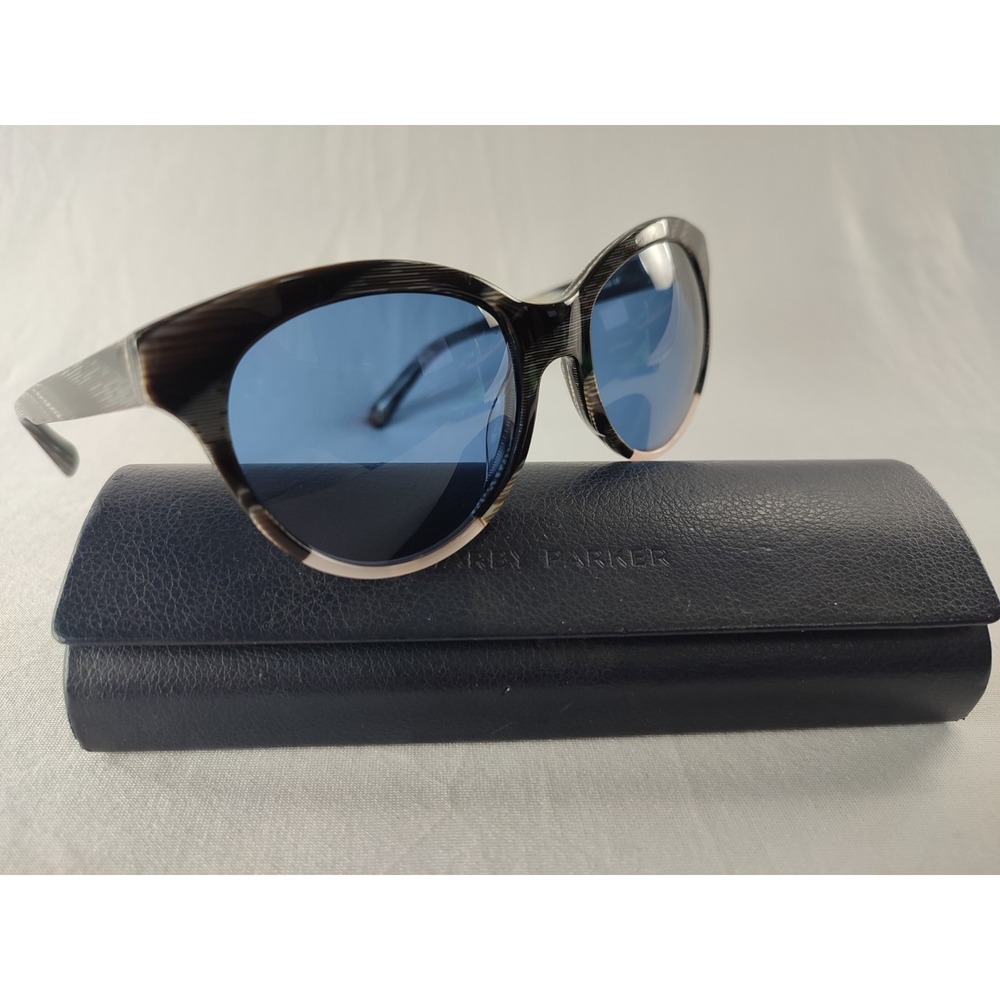 Warby Parker Piper 944 Sunglasses Striped Brown Grey 54-18-140 Blue Lens + Case